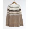 Women S Fair Isle Ethnic Geometric Pattern Round Neck Long Sleeve Pullover Sweater