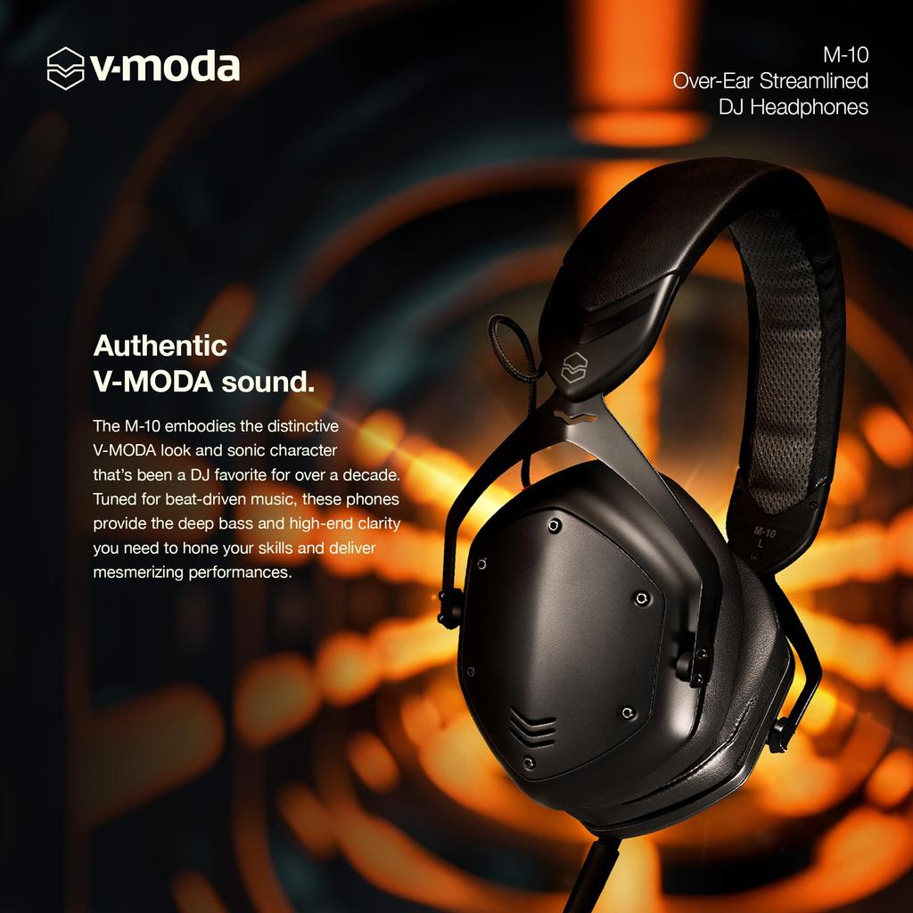 DJ Monitor Audio Wired Connection Black V-MODA M-10 Headphones, High-Resolution Compatible, Only,