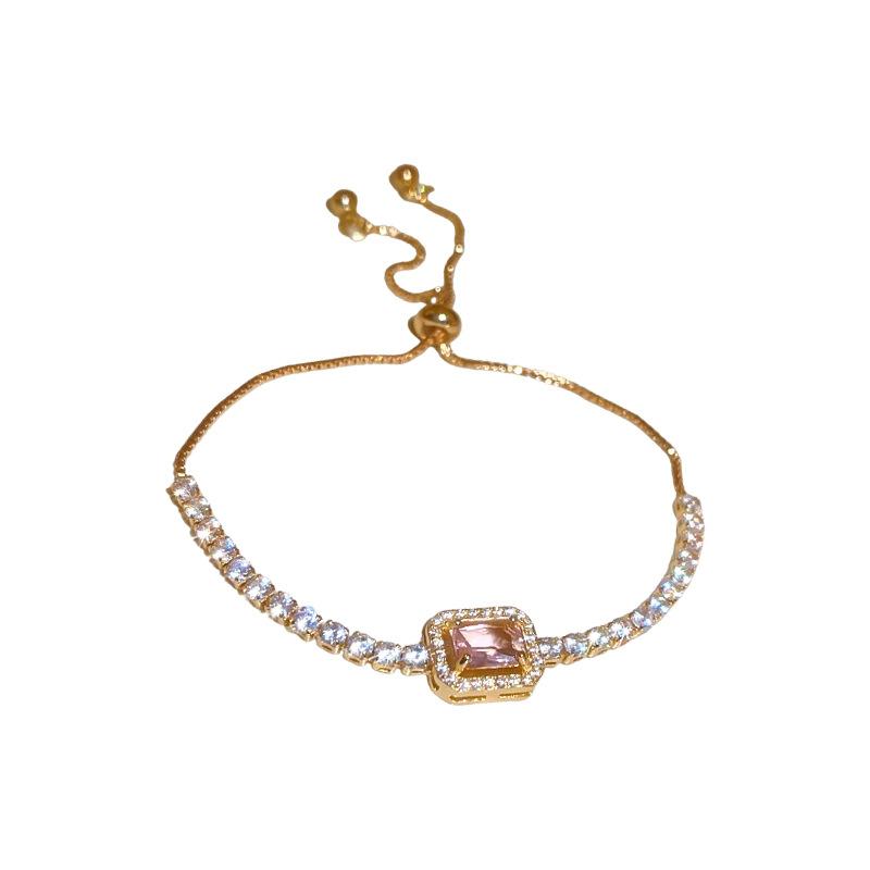 Advanced Zirconia Stone Diamond Pulling Bracelet for Women with Simple Elegant Style Niche Fashion Design Handmade Decoration