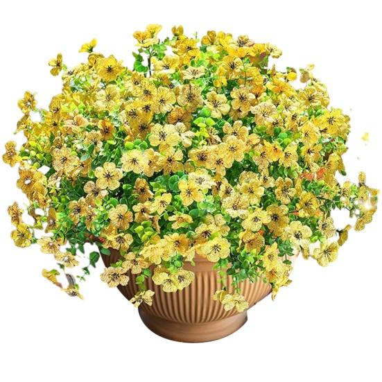 12 пучков искусственных цветов для улицы, разноцветная ипомея с эвкалиптом, устойчивый к УФ-излучению искусственный шелковый цветок для весны и лета, для дома, кашпо, крыльца