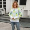 Jacquard Sweater Women's Autumn and Winter New Loose and Personalized Lemon Knitted Sweater, Round Neck Versatile Casual Top