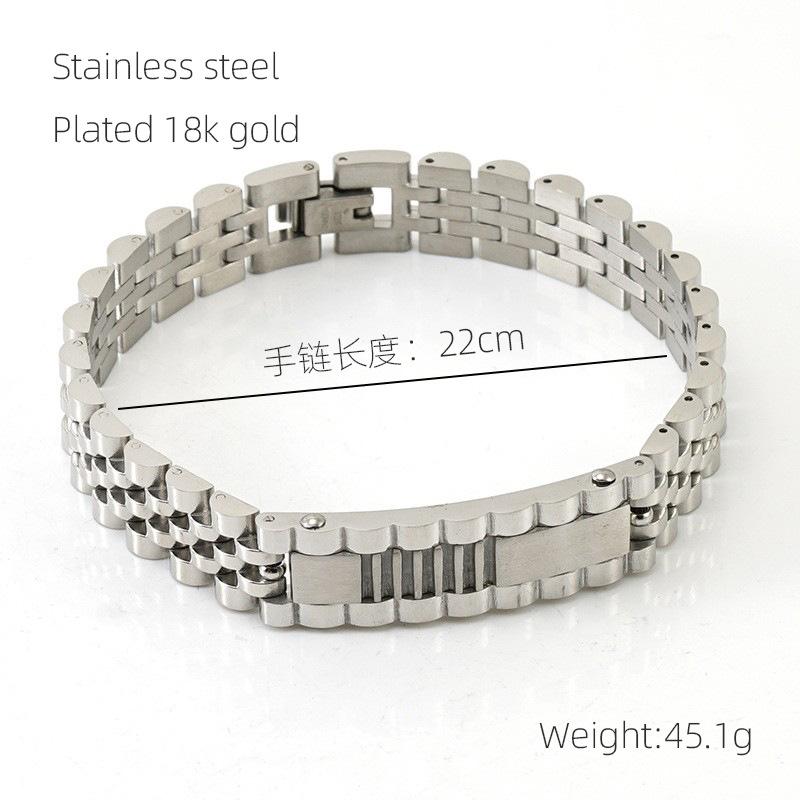 Модный мужской браслет из нержавеющей стали, персонализированная цепочка для часов, мужская бижутерия из титановой стали 18 карат