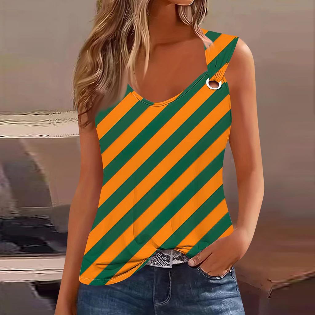 Womens Tank Top V Neck Basic Printed Casual Flowy Sleeveless Deep Side Cut Tops For Women