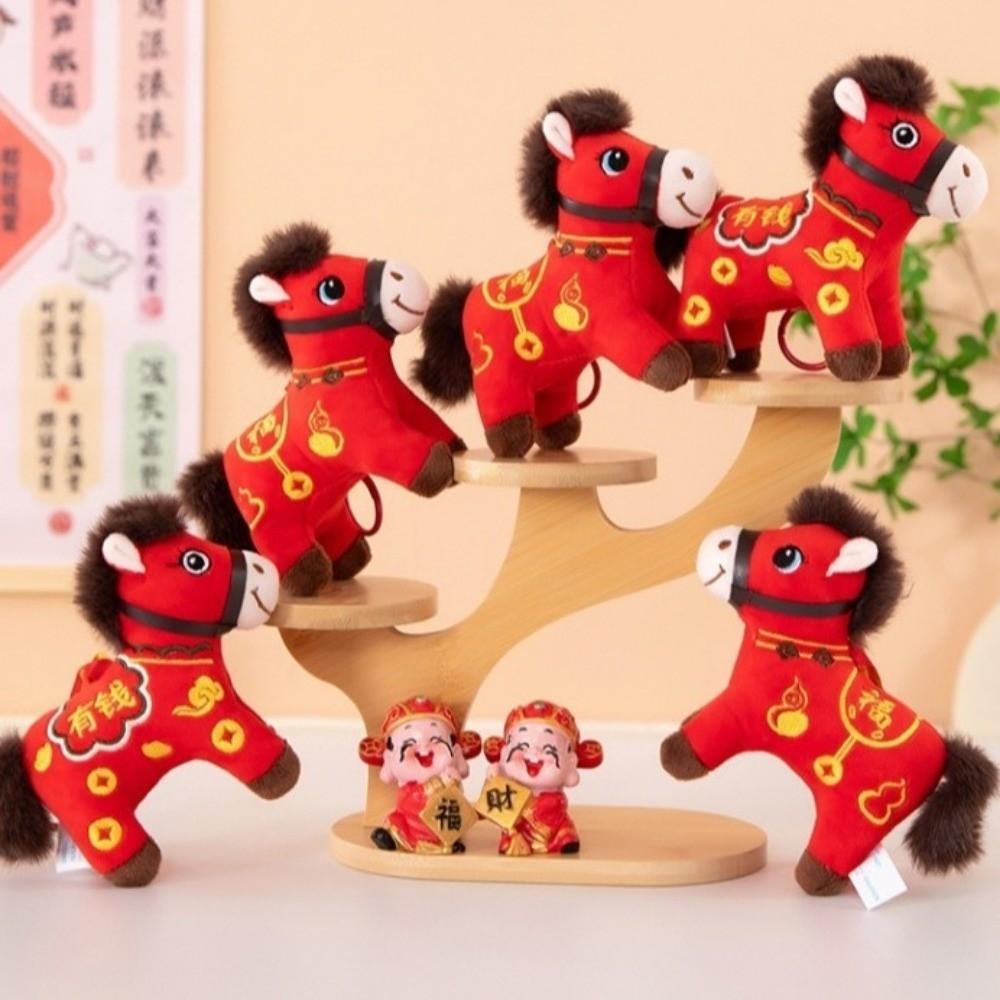 Red Color Plush Horse Keychain Plush Materia Zodiac Pony Figurine Horse Doll Pendant Bag Pendant