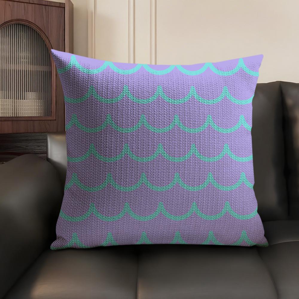 Cushion Cover Colorful Waves Breathable Linen Organic Fabric DoubleSided Printing Sofa Pillow Case Home Decor