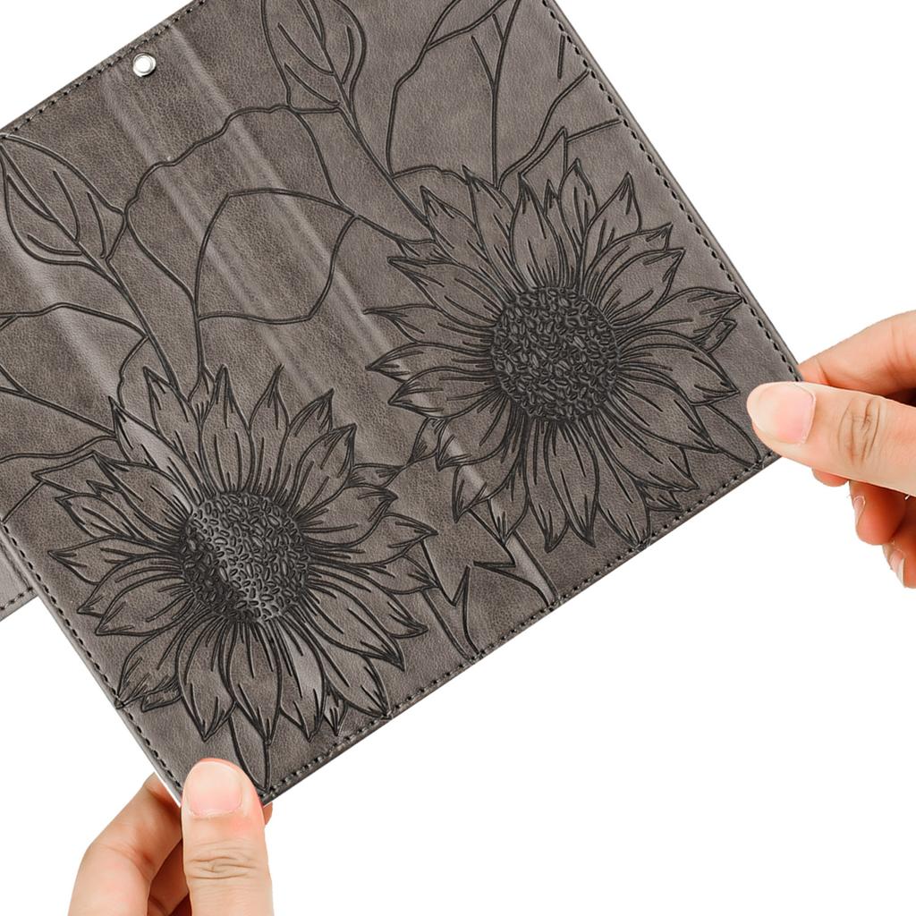 Защитный чехол из искусственной кожи с тиснением подсолнуха, держатель для магнитных карт, подставка, ремешок на запястье, флип-чехол для Vivo Y21 Y33S Y02S Y16 Y35 Y22S Y76