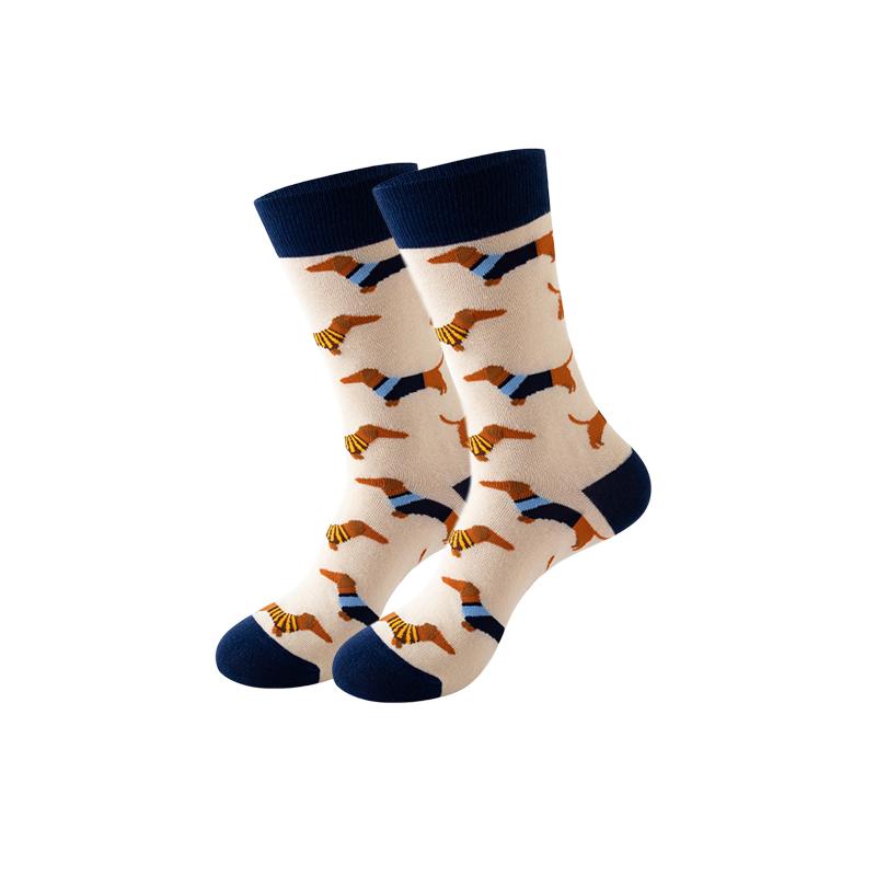 Набор из 5 пар мужских носков с собаками, красочные милые забавные носки до середины голени, оригинальные подарки для мальчиков-подростков, парня, любителей животных