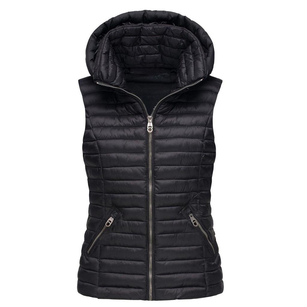 Женская мода однотонная хлопковая жилетка на молнии без рукавов хлопковая куртка