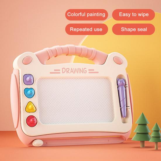 Магнитная граффити-доска с 4 различными штампами-узорами, легко стирает рисунки, предотвращает потерю