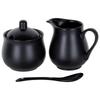 Set of Sugar Bowl, Milk Jug, Spoon, Sugar Milk Container, Black
