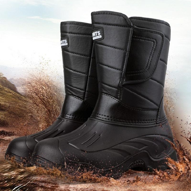 Новая утолщенная водонепроницаемая хлопковая обувь для рыбалки, нескользящие и теплые зимние толстые зимние сапоги с высоким бочком для рыбалки