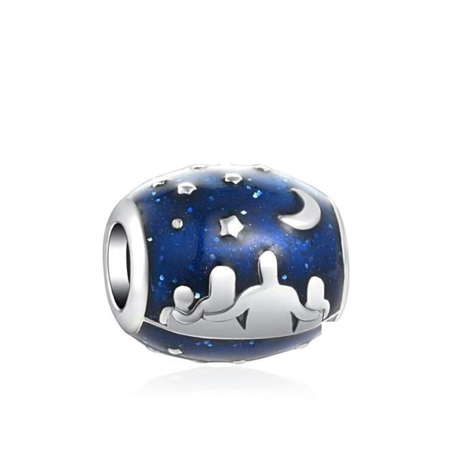 Neastamor сверкающая синяя звезда Санта-Клаус подвеска из бисера подходит оригинальный модный браслет кулон Diy ювелирные изделия для женщин