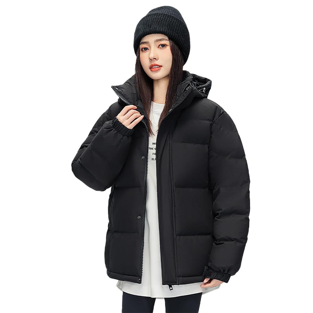 Sulliwayu Down Short Outerwear with Detachable Cold Weather Warm for School and Wear Women's Jacket, Length, Hood, Casual, Protection, Thick, Stylish,