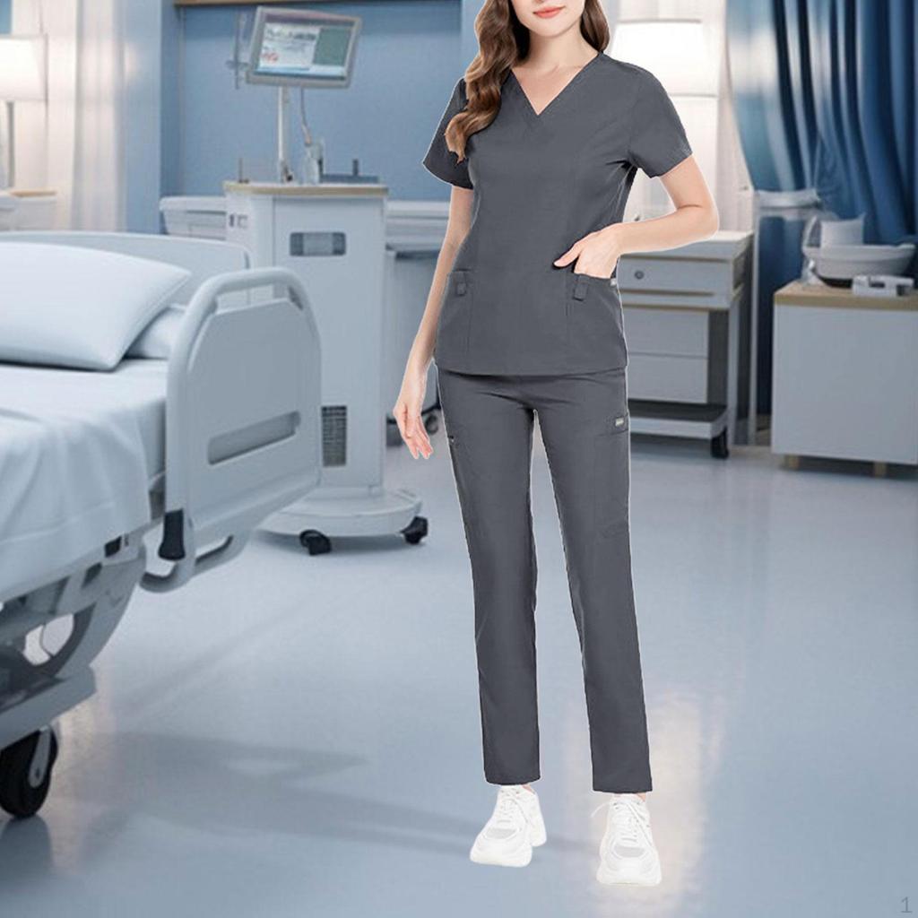 Nursing Scrub Set Work Suits Professional Soft Clothing Nurse Top and Pants for SPA Pet