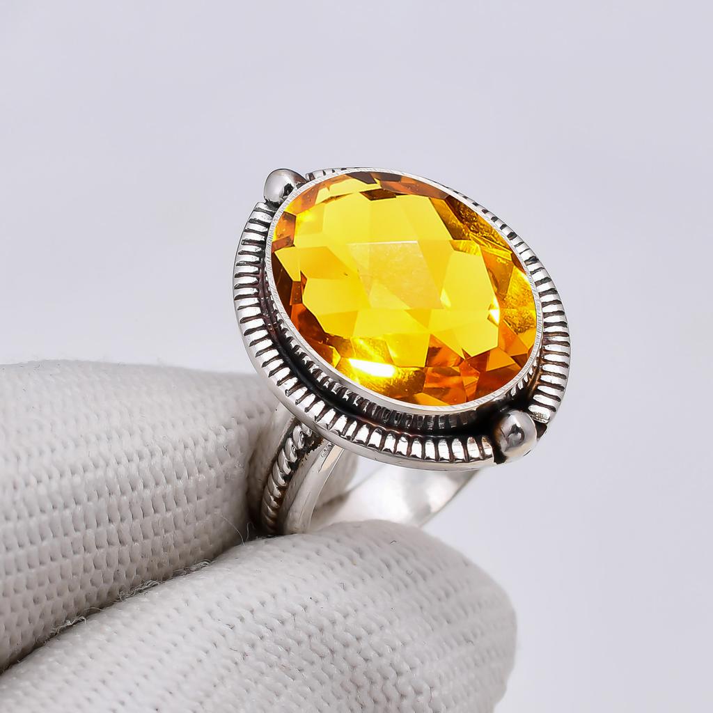 Кольцо из стерлингового серебра 925 пробы с цитрином V5126, Желтое кольцо, Овальное кольцо, Подарок на День святого Валентина, Подарок для нее, Подарок на день рождения, Украшения ручной работы, Серебряные украшения, Ун