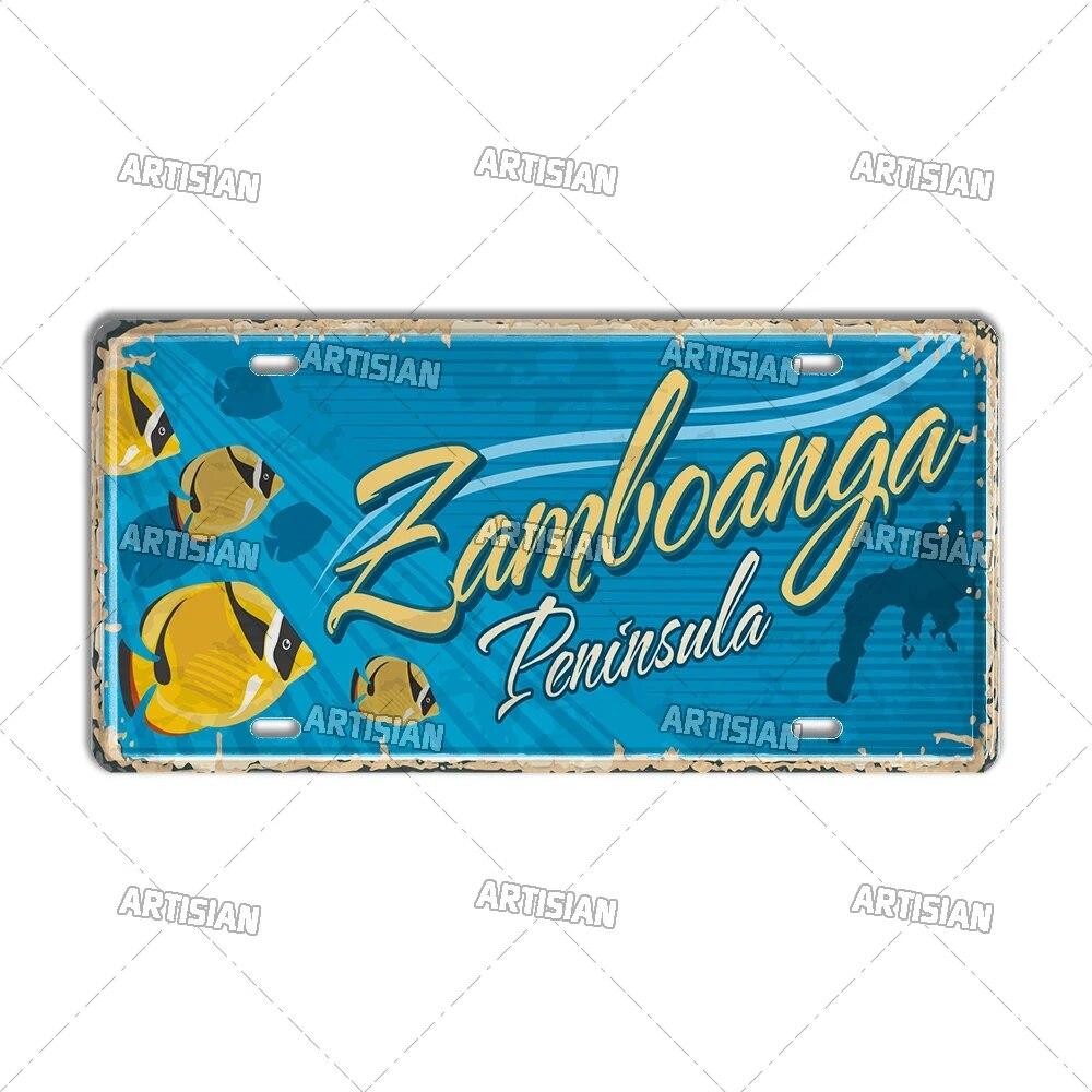 Artisian PHILIPPINES Malaysian License Plate City Metal Sign Landmark Decorative Vehicle Plate Wall Decor Garage Bar Pub Club