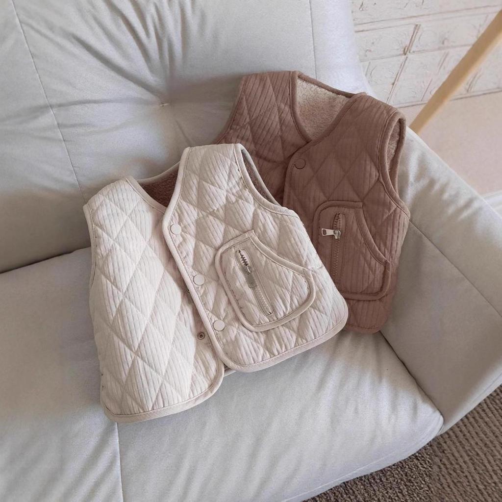Детский жилет без рукавов из овечьей шерсти на флисовой подкладке для весны и осени - Унисекс