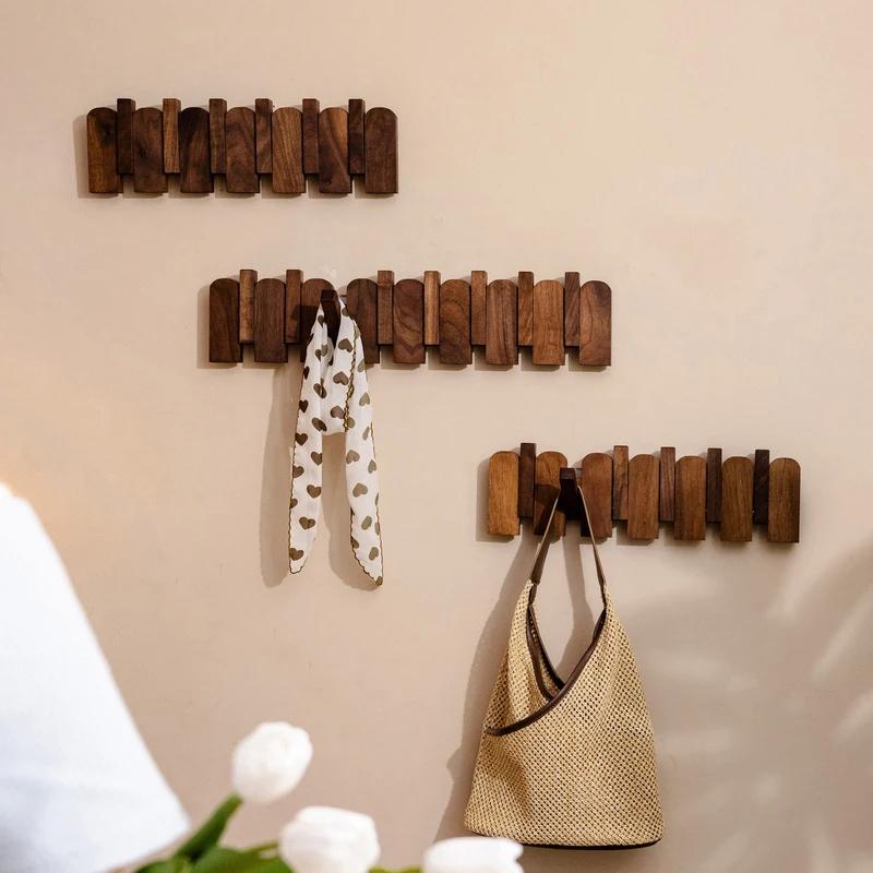 Настенные Деревянные Эстетичные Вешалки для Одежды Складной Компактный Органайзер Модульные Вешалки для Одежды Дешевая Многофункциональная Полка для Хранения Вешалка для Пальто и Шляп Мебель