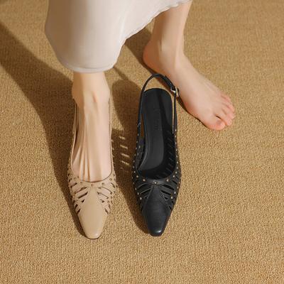 Новые универсальные женские сумки, сандалии на каблуке, темпераментные туфли-лодочки, весна и лето, с острым носом, на тонком каблуке, для работы, черные, на среднем каблуке