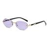 Personalized Oval Frame Sunglasses Women Men Retro Metal High-end Sun Glasses Luxuy Frameless Trimming Traveling UV400 Eyewear