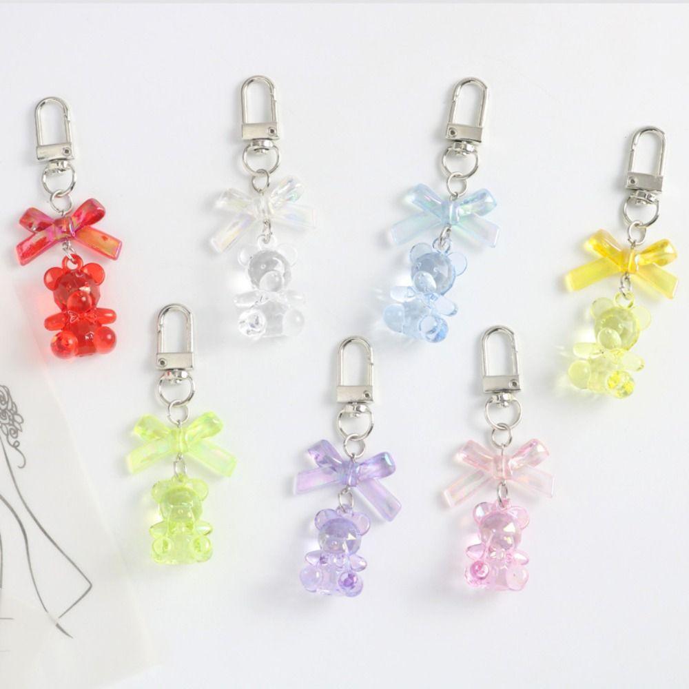 Candy Color Resin Gummy Bear Keychain Bag Decoration Lovely Bag Pendant  Bag Ornament
