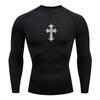 Компрессионные рубашки с принтом креста для мужчин, спортивные, быстросохнущие футболки, топы, спортивные костюмы для бега, рашгарды, базовые слои, нижние рубашки