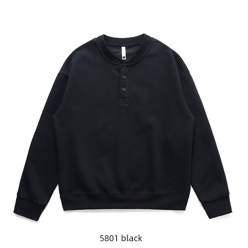 American vintage Tough Guy Henry Collar Hoodie Men's 2024 New Spring and Autumn Long sleeve Foreign Trade Men's Casual Outerwear