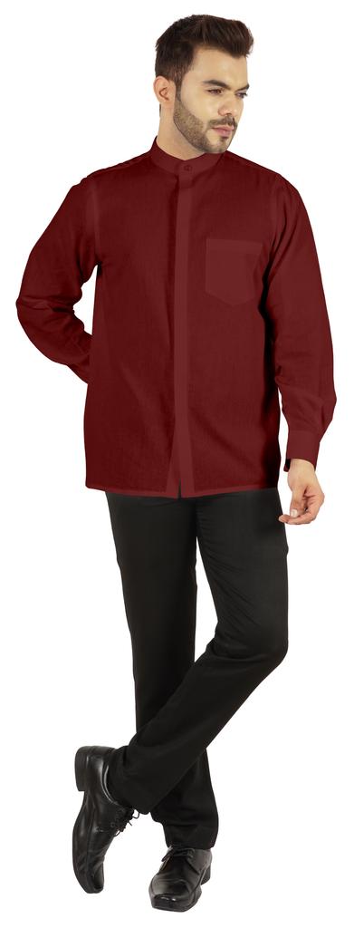 BestMan Мужская однотонная рубашка на пуговицах с китайским воротником и планкой спереди для формального случая