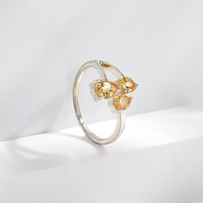 Потрясающее кольцо для женщин, стерлинговое серебро 925 пробы, натуральный цитрин, ноябрьский камень, ювелирные украшения для помолвки, подарок любви