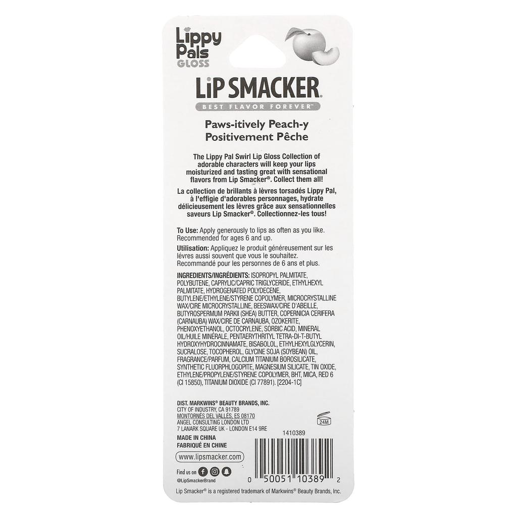 Lip Smacker, блеск для губ Lippy Pals, Panda, Force-Aitly Peach-y, 8,4 мл (0,28 жидких унций)