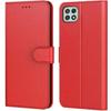 Protective Case - BOOLING - for Samsung Galaxy A22 5G - Red - Leather Effect Wallet - Anti-Scratch Shockproof