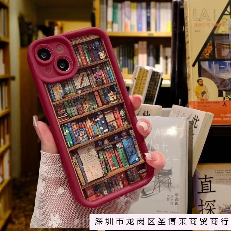 Ретро книжная полка чехол для мобильного телефона iPhone16 Apple 13/14 новый 15promax силиконовый 11 мягкий