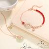 Ping An Buckle The Year of The Loong Red Rope Bracelet Female Sterling Silver New Chinese China-Chic Life Year Hetian Jade Hand Rope
