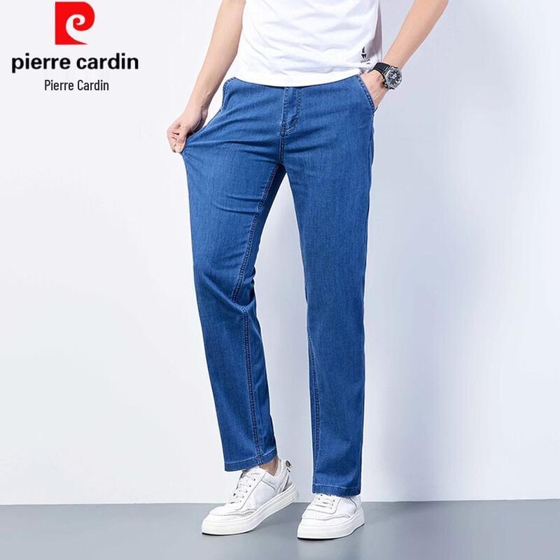 Pierre Cardin Мужские летние прямые узкие джинсы из ледяного шелка
