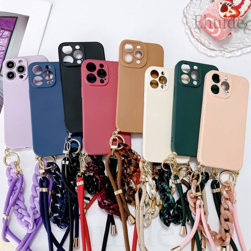 Мраморный чехол-цепочка для OPPO Find X5 Lite X8 Pro Realme 12 C65 C67 C63 Reno 12F 11F 10 Ремешок-цепочка через плечо Шнурок Браслет Мягкая крышка