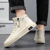 Spring New Casual Flats Shoes for Men Fashion Comfortable Soft Leather Mid-top Sneakers Male Boots Side Zipper Plate Shoes Tenis