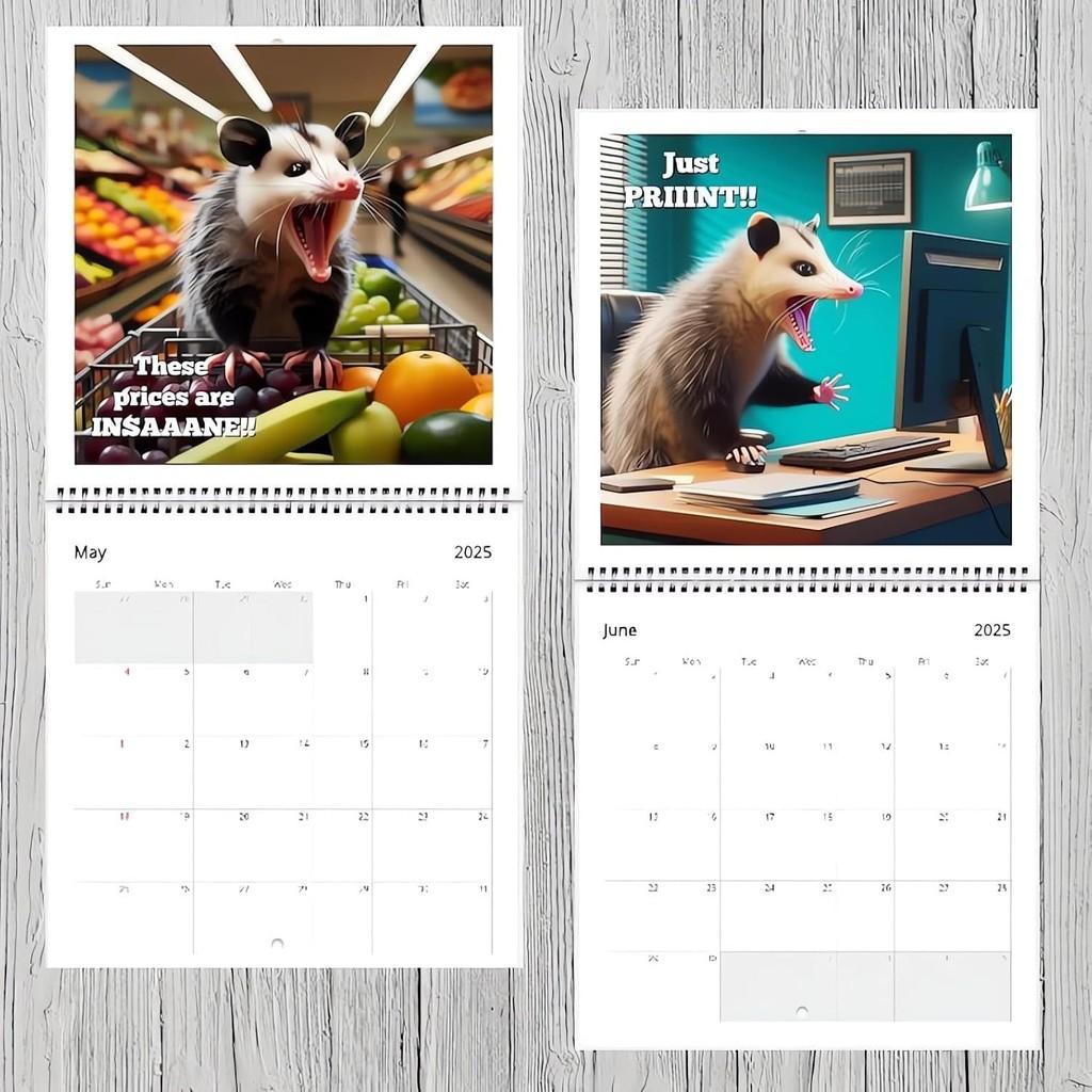 2025 Screaming Possum Calendar Featuring Adorable Artwork For Unique Home Decor Gifts