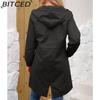 BITCED Осенне-зимний водоотталкивающий тренч с капюшоном, женское повседневное длинное пальто свободного кроя, больших размеров, верхняя одежда для улицы от дождя