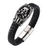 Punk Leather Bracelet For Men Skull Cross Bones Bracelet Charm Stainless Steel Bracelets Bangles Fashion Male Jewelry