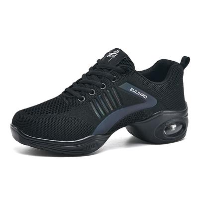 Женская обувь для джаза, кроссовки на шнуровке - дышащая женская обувь на воздушной подушке, спортивная прогулочная танцевальная обувь на платформе с разделенной подошвой