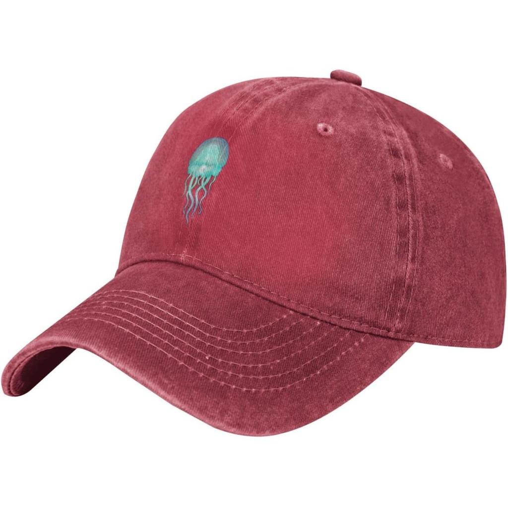 Jellyfish Graphic Washed Baseball Cap Cotton Adjustable Outdoor Casual Golf Hats Unisex