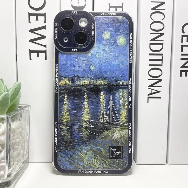 Ван Гог Suowers The Starry Night Art Эстетический чехол для телефона для iPhone 15 14 13 12 11 Pro Max Mini XS X XR SE 8 Plus