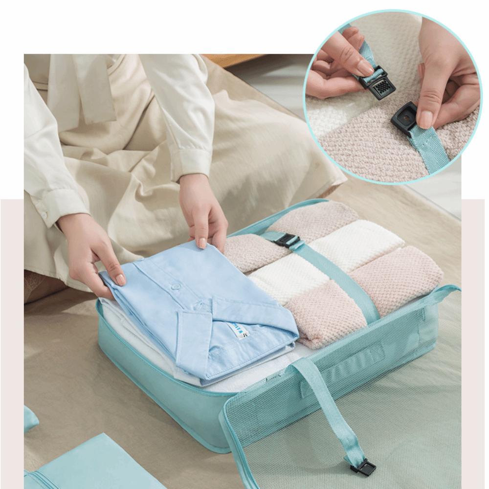 7Pcs/Set Large Capacity Suitcase Packing Cubes Set Folding Clothes Shoe Tidy Pouch Wardrobe