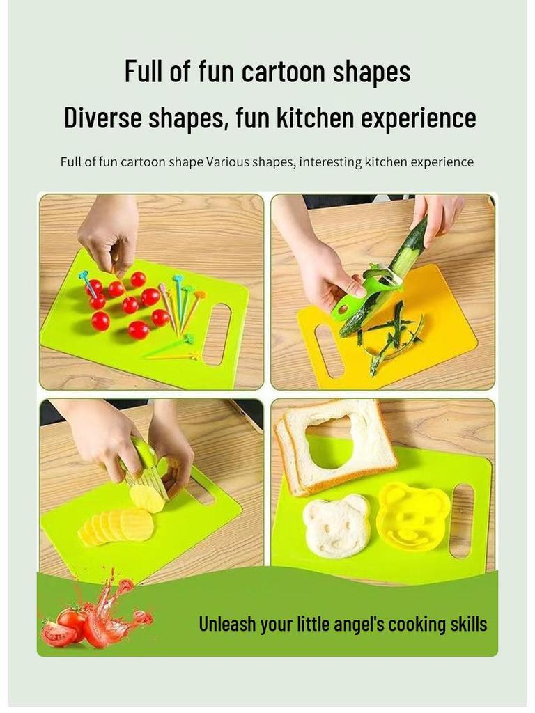 Детский безопасный кухонный набор из 46 предметов: Пластиковые ножи для фруктов и овощей с формами для тиснения и инструментами для детского питания. Доступно несколько стилей.