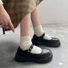 Туфли Мэри Джейн школьница черные универсальные маленькие кожаные туфли увеличивающие рост ретро японские одинарные туфли обувь туфли-маффины JK кожаные туфли