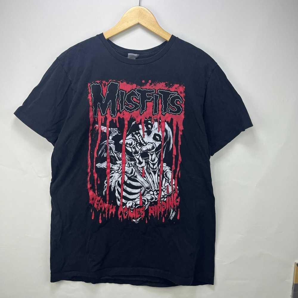 Винтажная футболка Misfits с черепом Y2K Редкая Графическая футболка панк-группы Черная