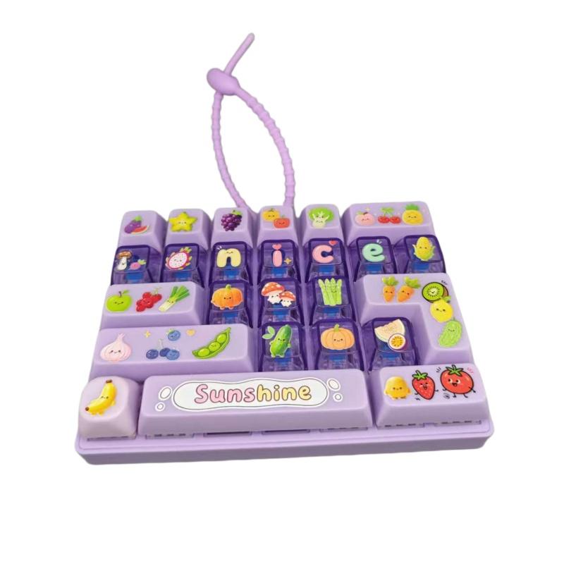 1Pcs  Creative 26 Key Keyboard Decompression Keychain Cartoon Cute Healing Artifact Fun Backpack Pendant Gift