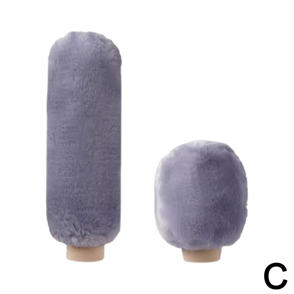 2Pcs Car Handbrake Grip Covers Gear Shift Knob Cover Handle Plush Sleeve Winter Soft Warm Hand Brake Car Accessories For Girls
