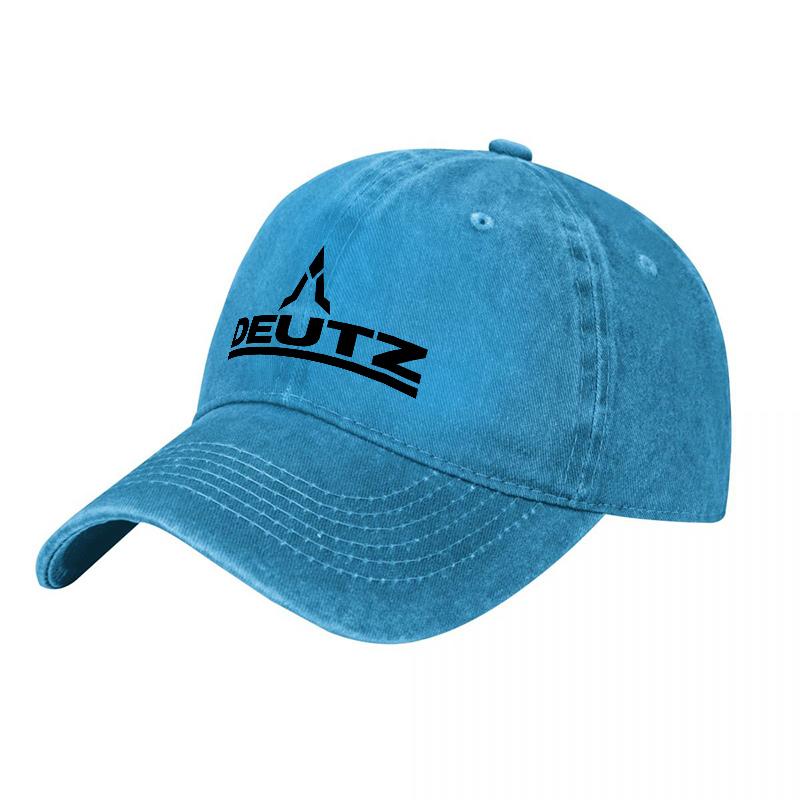DEUTZ Logo Washed Canvas Baseball Cap Classic Black Adjustable Hat for Unisex and Women Outdoor Fashion Accessory