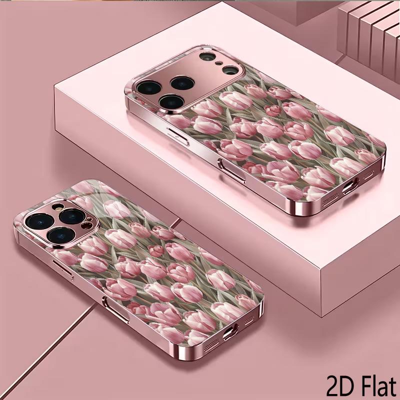 LipLeaf 2DFlat Для iPhone17 18 16 15 14 13 12 11 Pro Max XS XR 8 7Plus Чехол для телефона Ударопрочный Защитный Задний Чехол